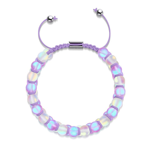 Lavande et Blanc | Argent | Bracelet Verre Double Sirène